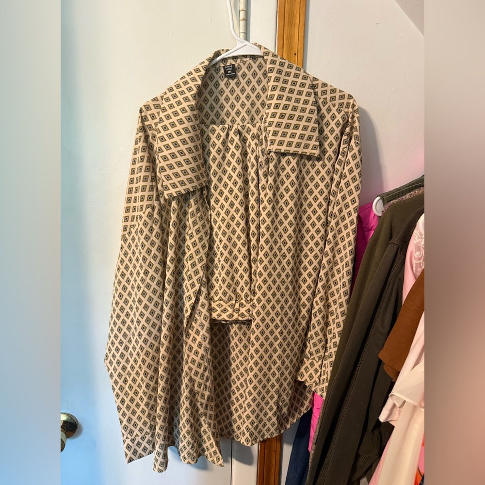 Geometric Patterned Beige Two Piece Set